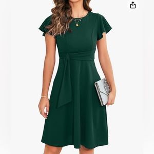 NWT Ruffle Sleeve A Line Dress | Size: Large | Color: Dark Green